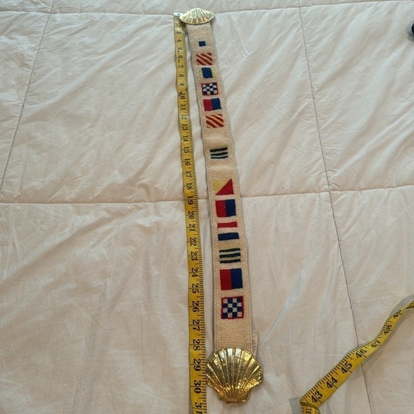 Mimi di N vintage 1973 gold shell buckle with hand stitch nautical belt main image 4